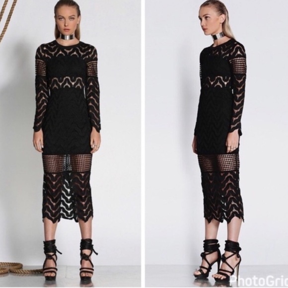 Premonition Black Crochet Lace Midi Dress - Picture 2 of 9